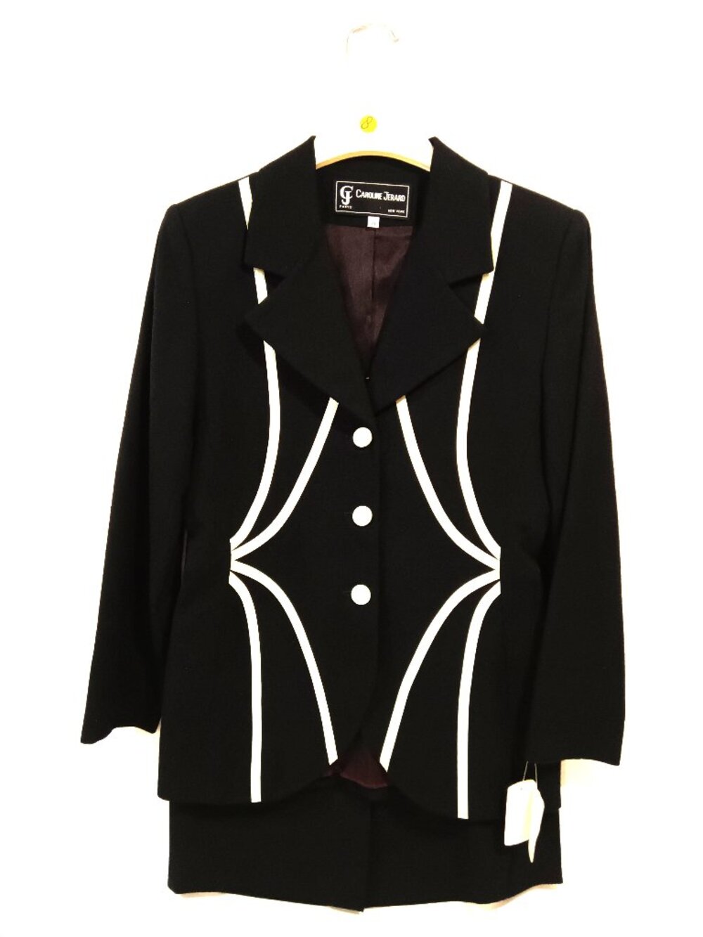 Caroline Jerard Skirt Suit Size 8 Fits M Vintage Women 2 Piece Outfit NWT Black